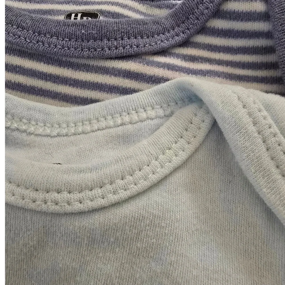 HB Baby Boys Long Sleeve Bodysuits 6 Pack Blue Navy Stripe Cream Set 6-9 Month